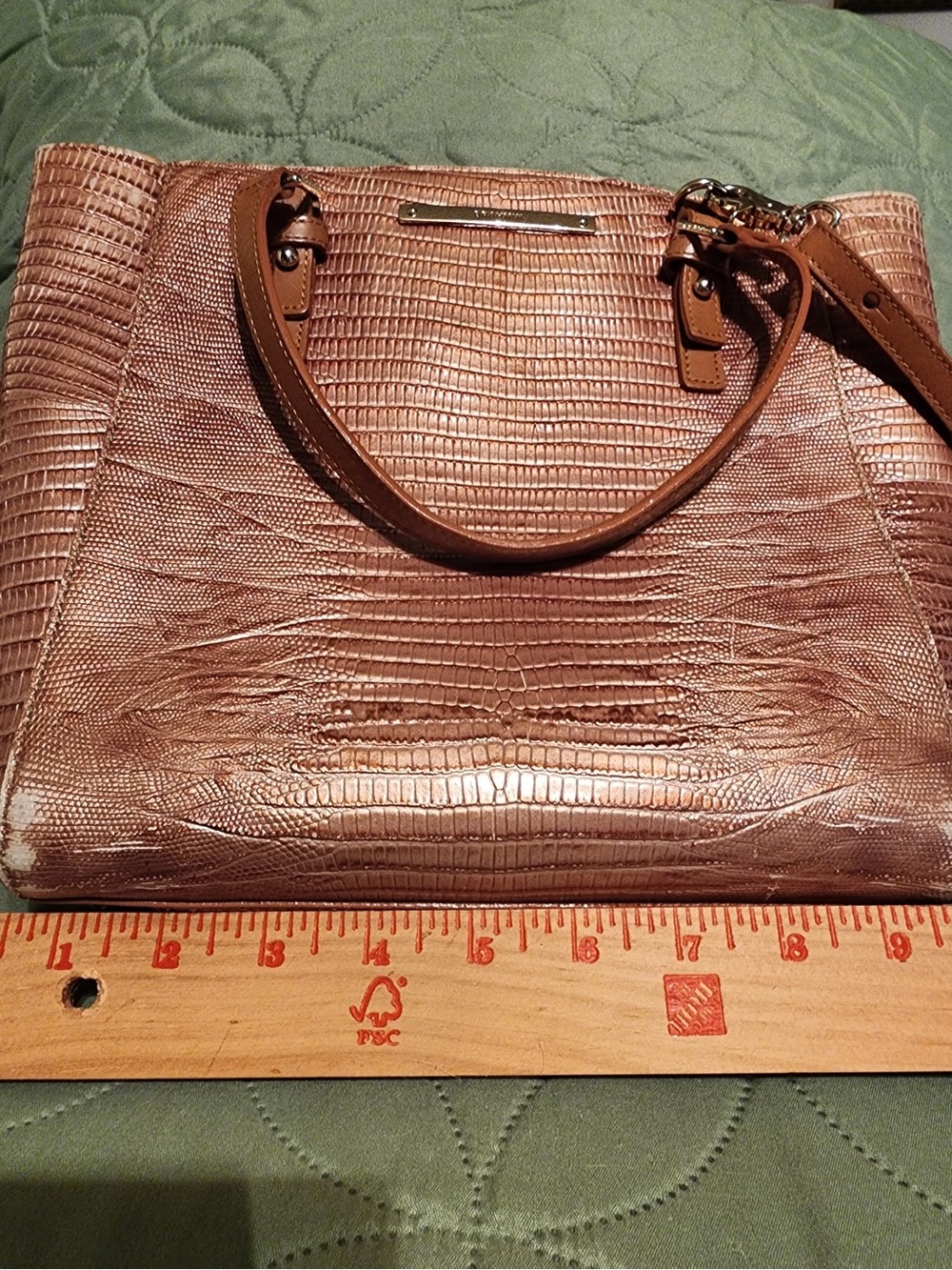 Brahmin Croc-Embossed Leather Shoulder Bag and two wallets